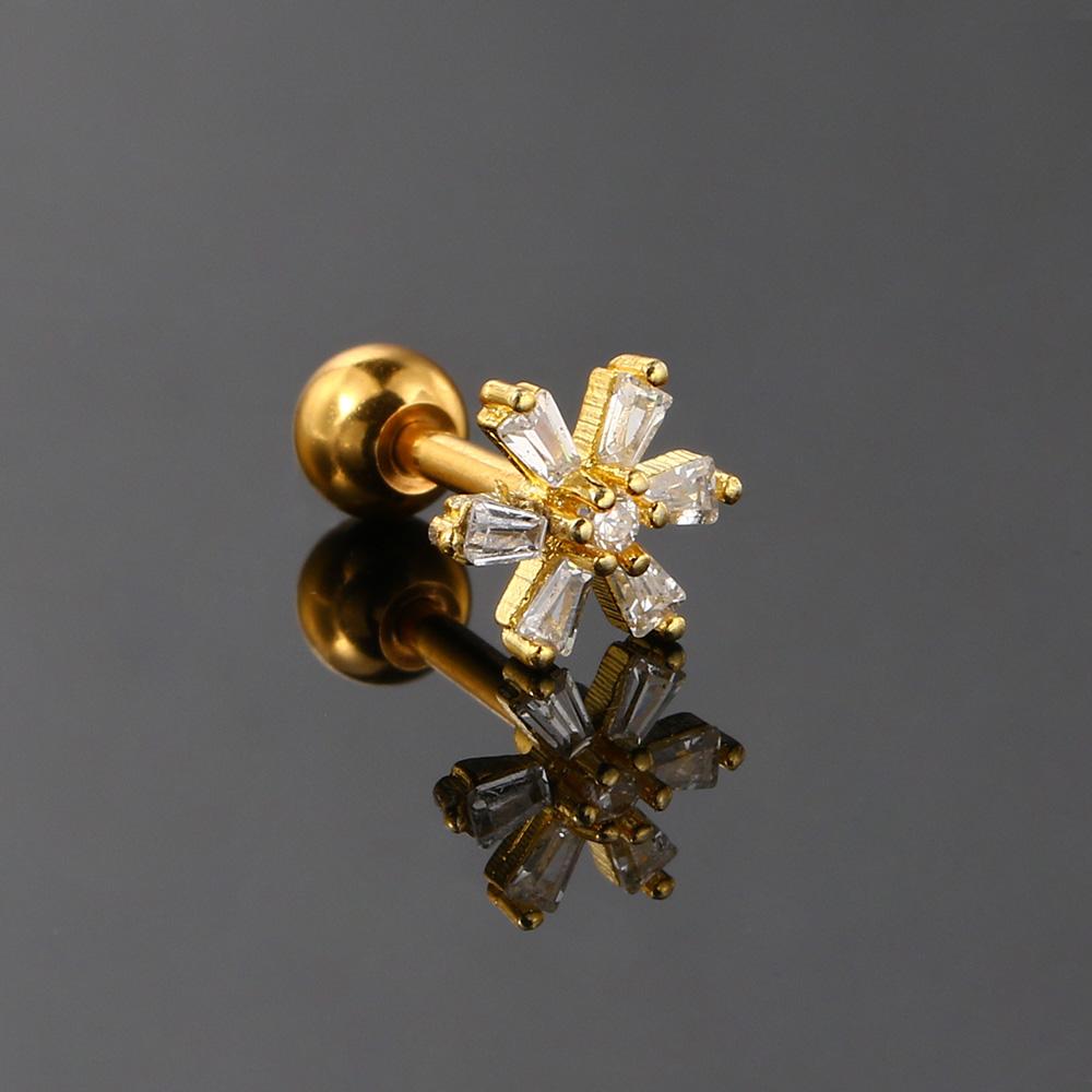 

Snowflak Zircon Earrings For Women 1PC Mini Gold Color Flower Sweet Stud Earing Girls Helix Ear Cartilage Jewelry Gifts CC061
