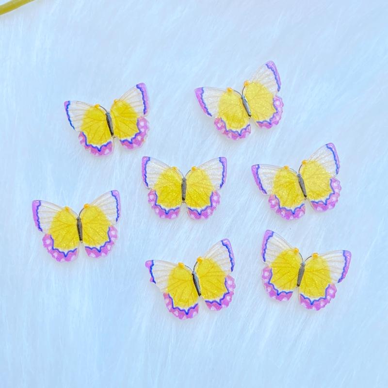 30Pcs New Cute Mixed Acrylic Mini Butterfly Flatback Cabochon Scrapbook Kawaii DIY Embellishments Accessories Q61