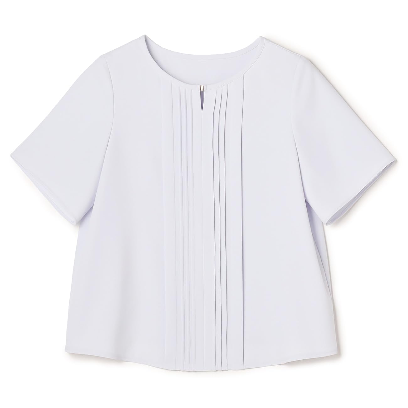 

для синего [Aoki] Блузка с коротким рукавом, шифон, складка, классическая, немнущаяся, стирающаяся, трикотажная, работа, офис, женская, (MW25S1MA)