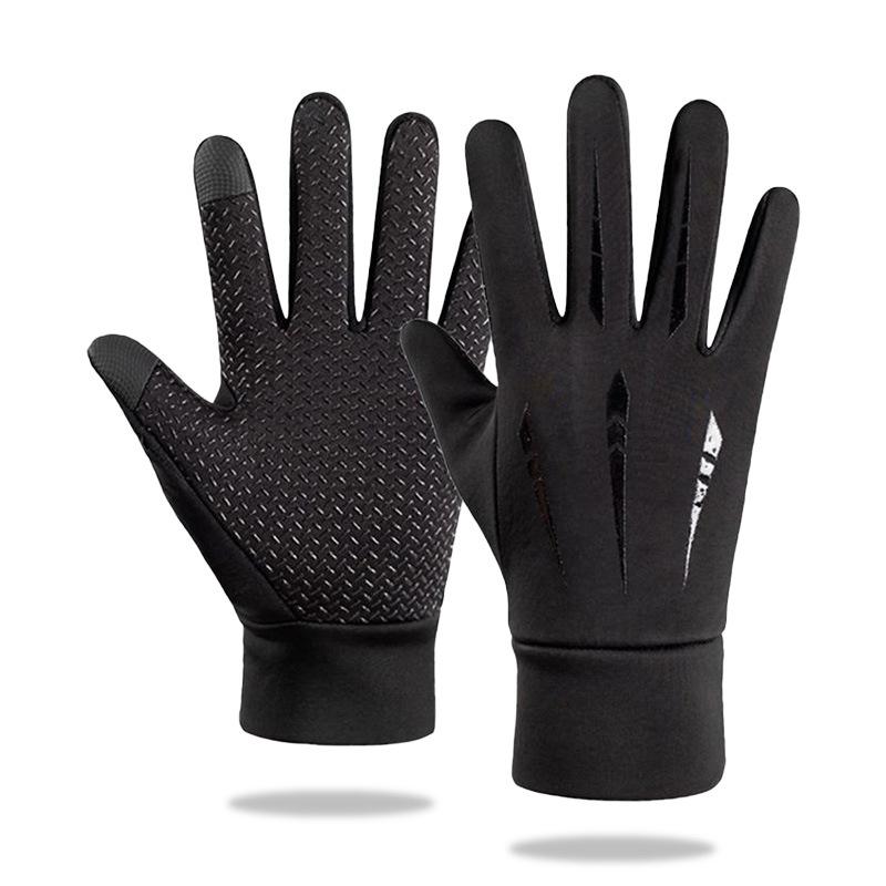 New Autumn and Winter Gloves for Men All Fingers Plus Velvet  Cold and Warm Outdoor Sports  Cycling  Driving Touch Screen Arrow Hand