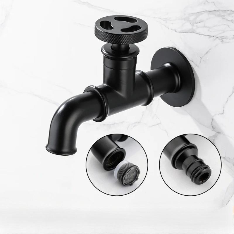

Bibcock Faucet Retro Euro Gold Washing Machine Faucet Toilet Mop Small Faucet Wall Mount Outdoor Garden Tap чорний