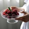 Japanese Hammer Glass Fruit Plate Household Living Room Snack Candy Plate Dried Fruit Plate Creative Large Snack Plate Fruit Basket