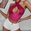 Evropský a americký síťovaný bustier: Diamantový pasový stahovák halter top