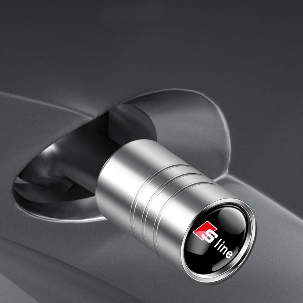 4Pcs Metal Badges Car Tire Valve Stem Cap Covers Accessories For Audi Quattro A3 A4 A6 A5 Q5 Q7 Q3 TT RS3 S3 S4 RS6 S5 S6 Sline
