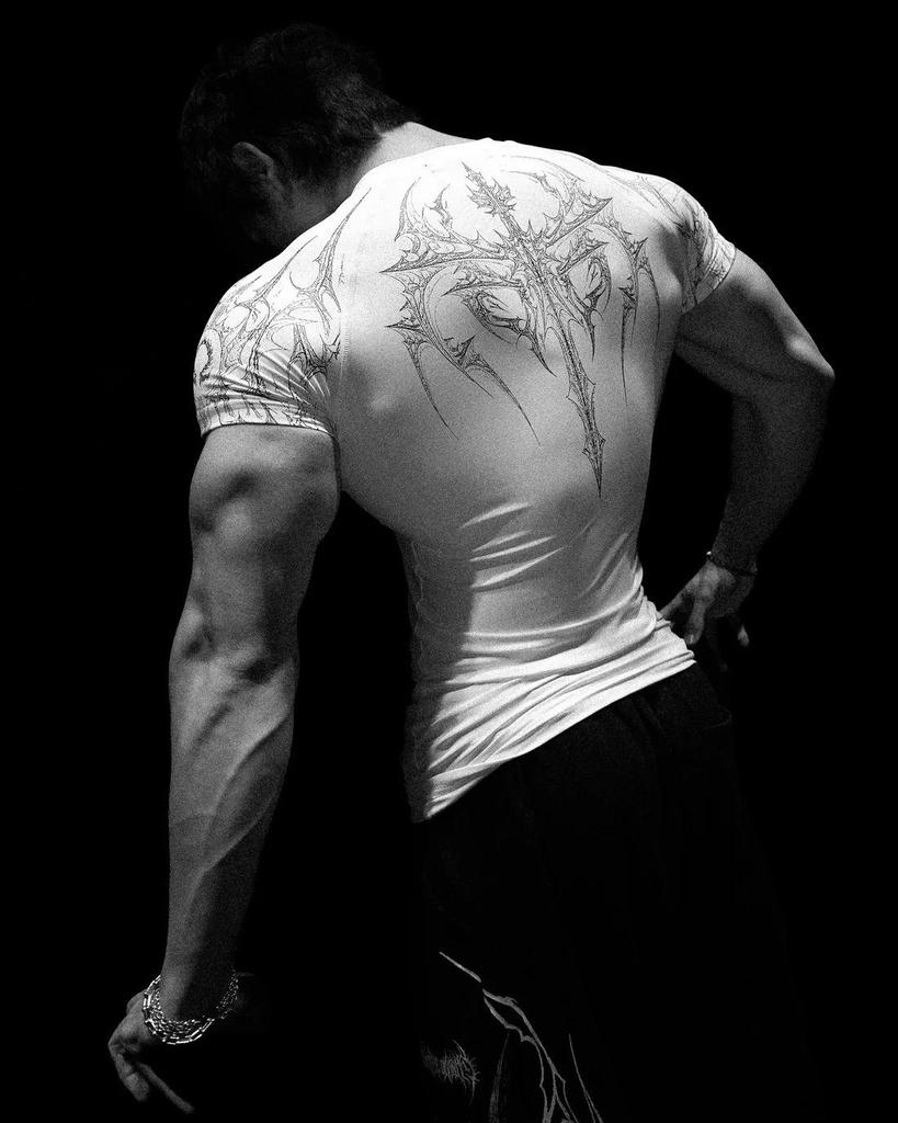 BreatheDivinity Venom Fitness Tricou Sport Unisex cu Uscare Rapidă, Strâmt