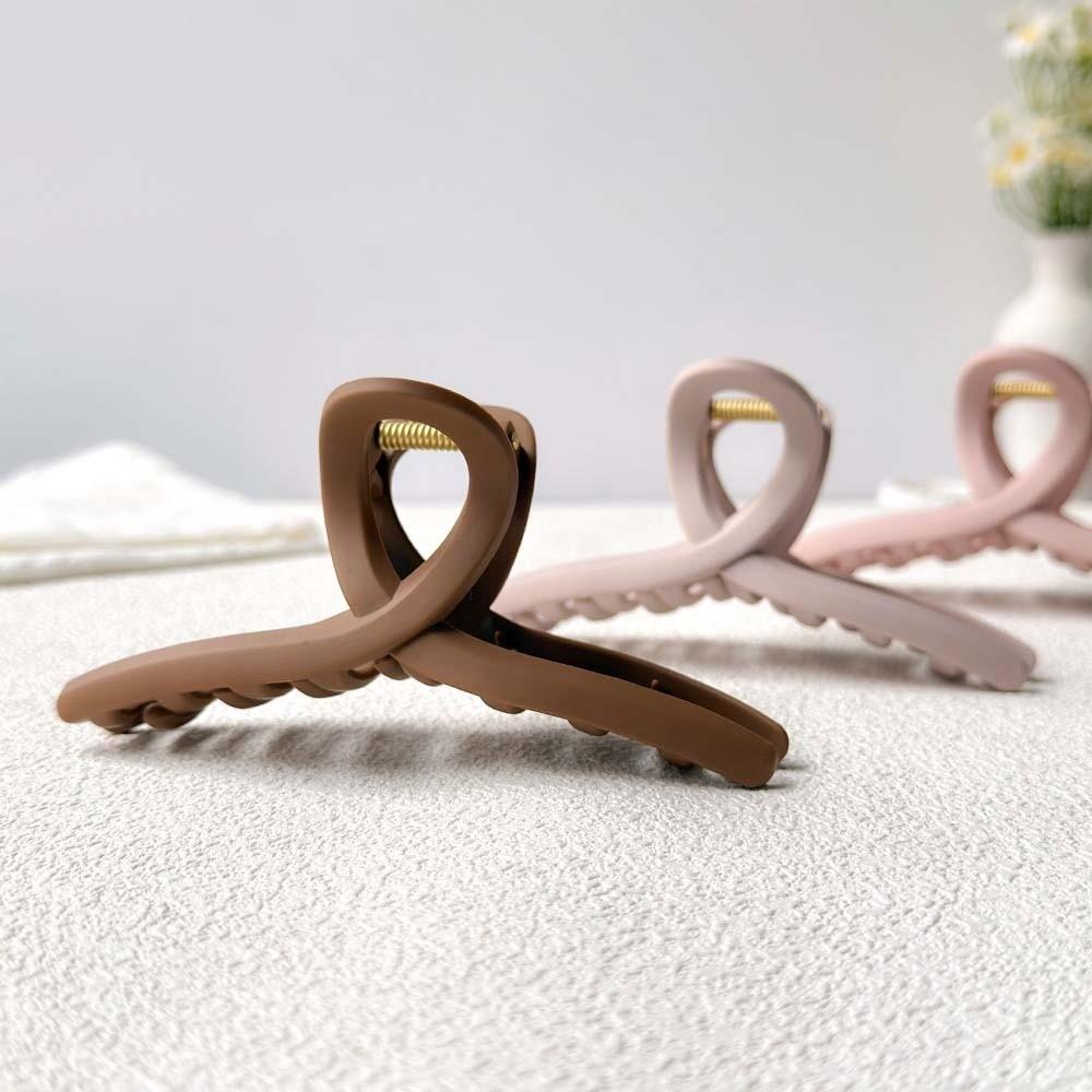 Cross Elastic Plastic Hair Claw Safe Solid Color Shark Clip Straight Line Shaped Hair Claw  Friends