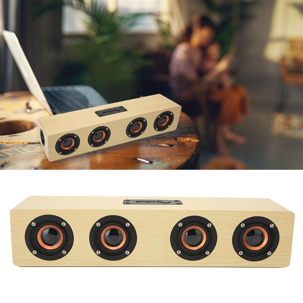 Wooden   Speaker Stereo Hands   Calling Heavy Bass Desktop Wireless Speaker for Cellphone Computer