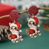 Christmas Cartoon Santa & Snowman Crystal Ball Earrings