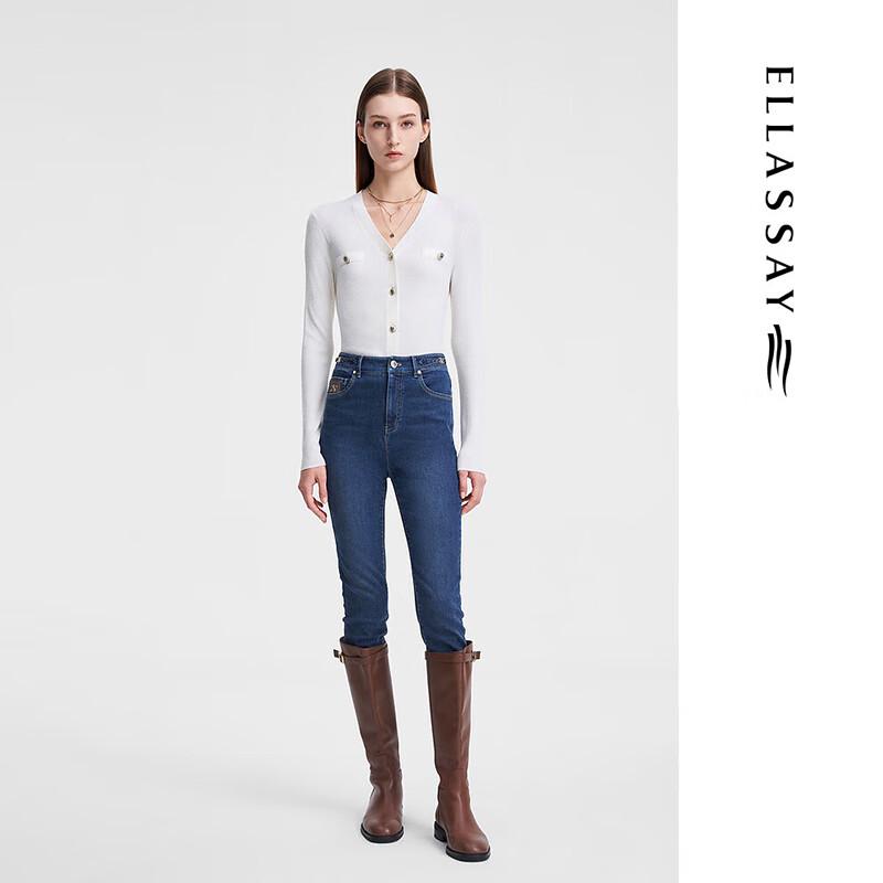 ELLASSAY Women's Merino Wool V-neck Knit Sweater