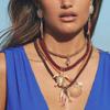 Conch Turtle Shell Fish Necklace Ocean Style Hand-Woven Pendant Necklace Summer Couple Colorful Rope Exquisite Trend Accessories