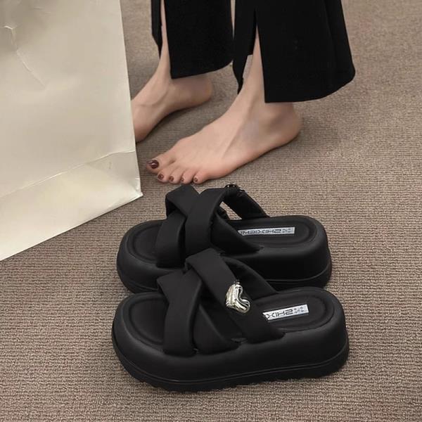 

Модная женская обувь Женские тапочки Уличные бежевые босоножки на каблуке Роскошные шлепанцы Платформа 2025 Черные Летние Плоские Дизайнерская Мода 35