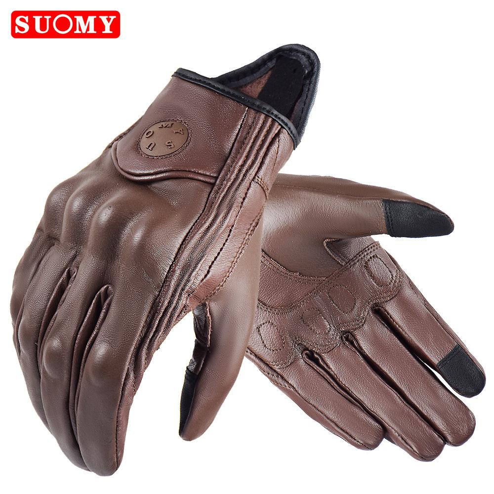 Full leather locomotive gloves men's and women's motorcycle riding equipment touch screen wear-resistant gloves cross-border