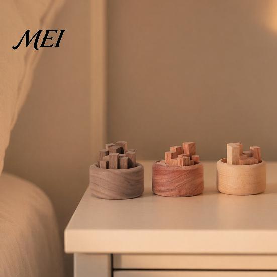 Natural Wood Aroma Diffuser Wooden Essential Oil Diffuser, Beech Aromatherapy Campfire Shaped Small Round for Home Offices Cars Yoga Rooms No Heat