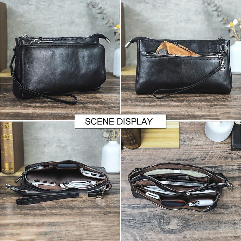 Genuine Leather Digital Accessories Storage Bags Electronic USB Data Cable Earphone Case Phone Gadgets Travel Organizer Pouch