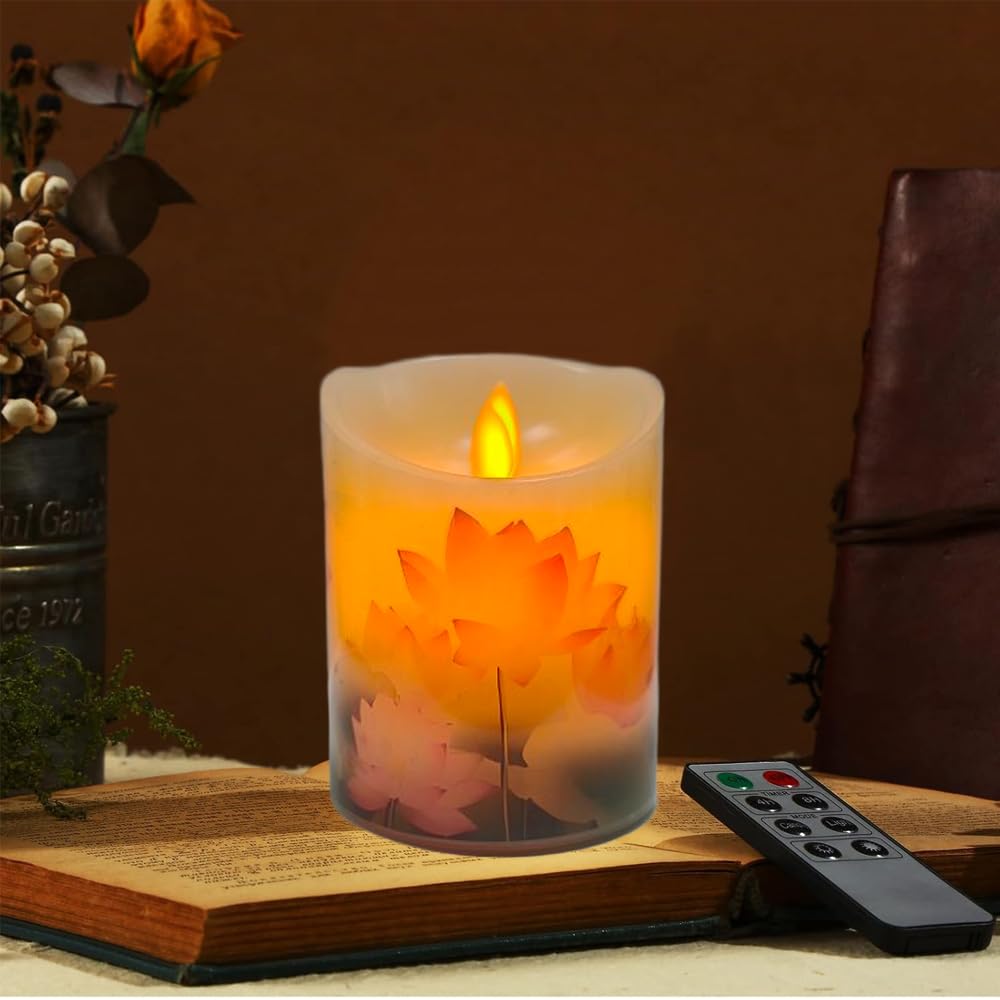 TXCAOT Electric LED Candle for Buddhist Altars, Remote Control Included, Flickering Flame, Candle Light for Buddhist Altars, Fire-Free, Fire