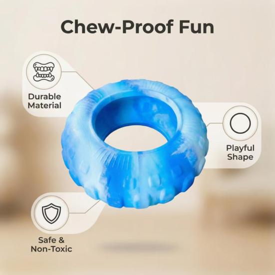 Interactive Dog Toy Tire Shape Textured Dog Chew Toy Teeth Cleaning Toy for Aggressive Chewers Tug-of-War Toss And Catch