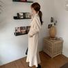 Long Suit Collar Dress Gift Belt Slimming Up The Waist Temperament Long Sleeved Fishtail Long Skirt Commute Spring Autumn