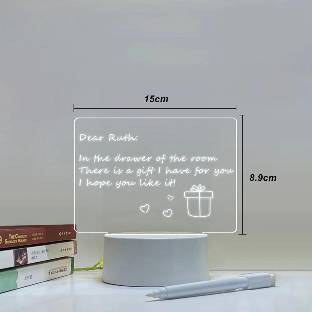 Rewritable Writing Board LED Night Light Transparent Luminous Acrylic Lamp USB Plug Glowing Calendar Desktop Ornament Home Decor