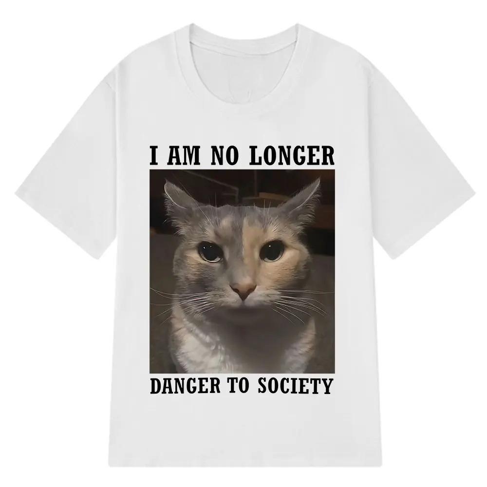 Ich bin keine Gefahr mehr für die Gesellschaft Lustiges Katzen-Meme Damenmode Kurzarm Sommer Neuheit Sommerärmel Harajuku Streetwear