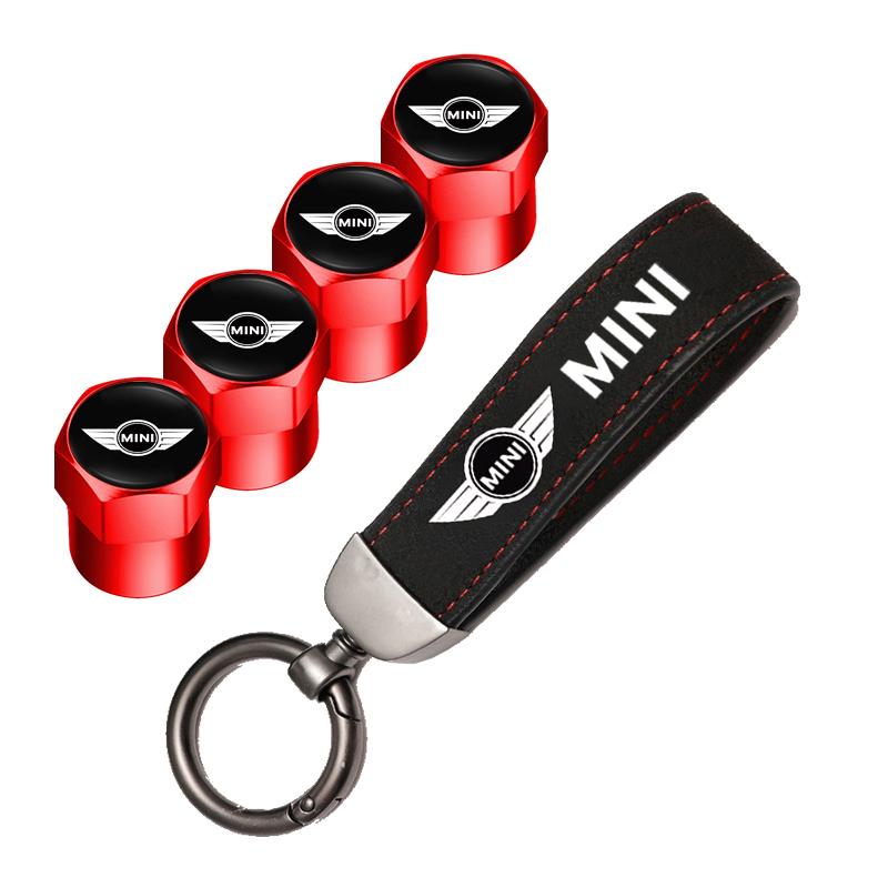 Car Tire Wheel Valve Caps Cover Suede Car Key Chain Ring Keychain For MINI WORKS One Cooper JCW R60 R59 R58 R57 R56 R55 R53 R52+