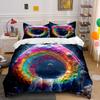Colorful Space-Themed Three-Piece Decor Soft Skin-Friendly Bedding Set Includes 1 Duvet Cover And 2 Pillowcase Gift