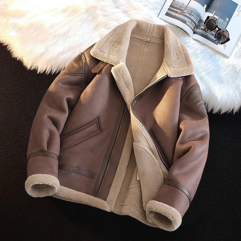 Men's Trendy Lambswool-Lined Winter Motorcycle Jacket