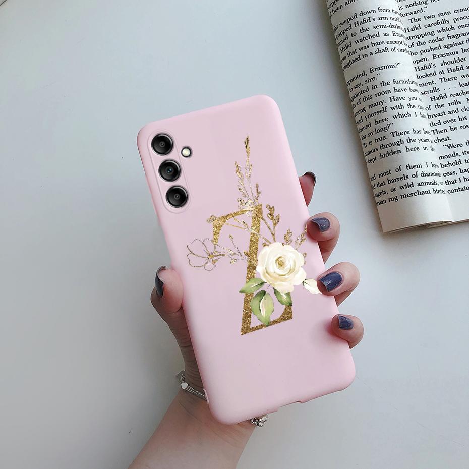 For Samsung Galaxy A24 4G Fashion Case Pink Black Matte Silicone Letters Phone Case For Samsung A24 A 24 4G SM-A245F Back Cover