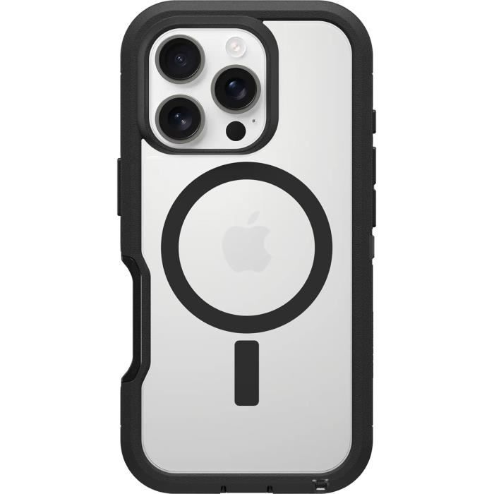 Coque Defender XT MagSafe - OTTERBOX - iPhone 16 Pro - Antichoc - TransparentNoir - Double couche