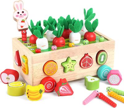 Homehalo Holzmöhre Montessori Beliebtes Lernspielzeug mit Fingerspitzenlernen Form Holzspielzeug für Jungen und Bauernhof Möhrenziehen und Magnetisch