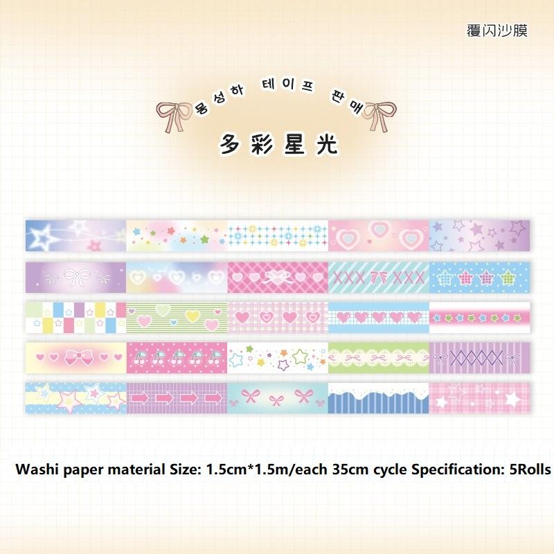 5Rolls/Set Washi Tape for Crafts Tapes Roll Stickers Diary Masking Decorative Adhesive Set Washi Tape Stationery Journaling