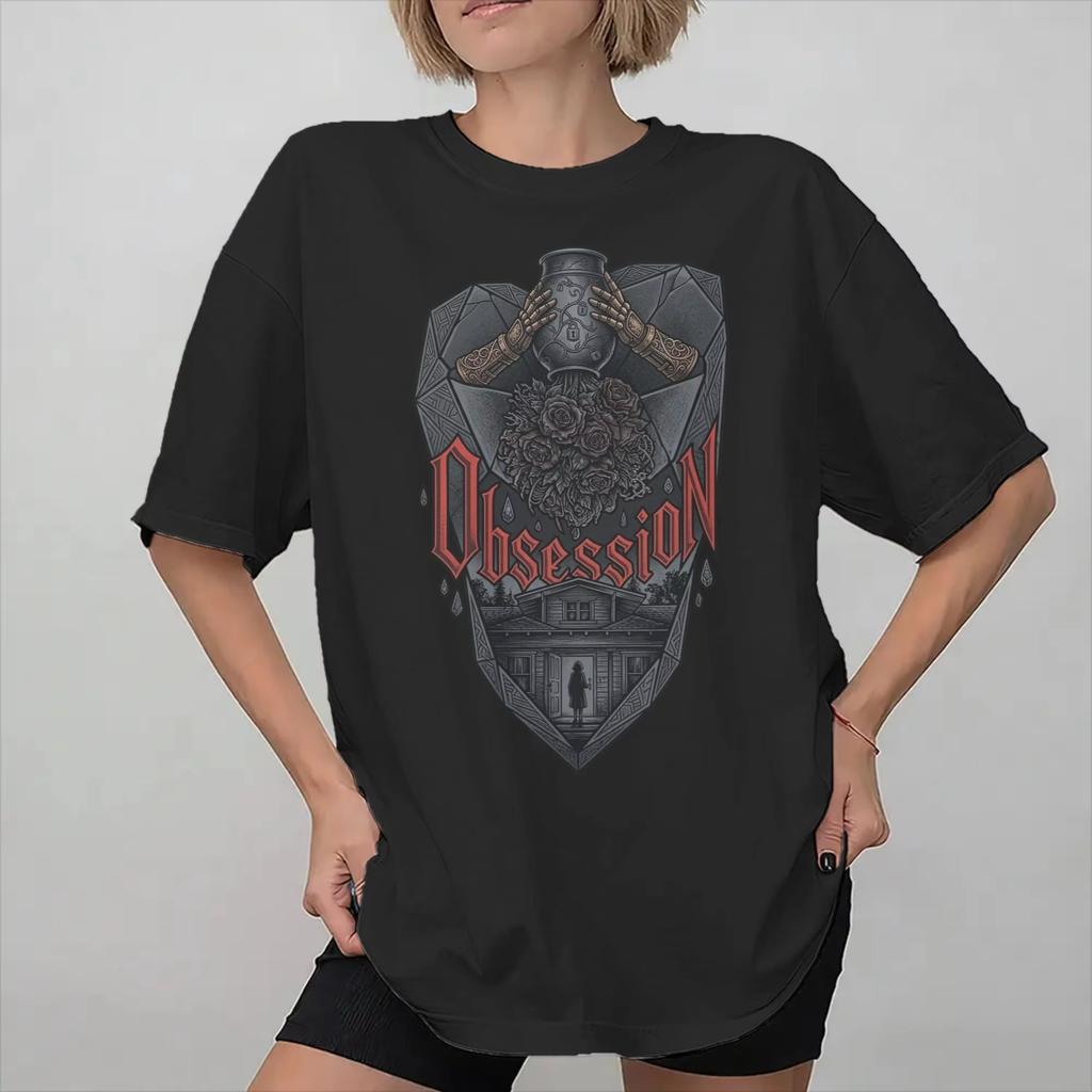 Obsession Broken Glass Eyes Collage Aesthetic 2026 Horror Movie Graphic Tee Cotton Unisexs Unisexs Tshirt Summer Streetwear