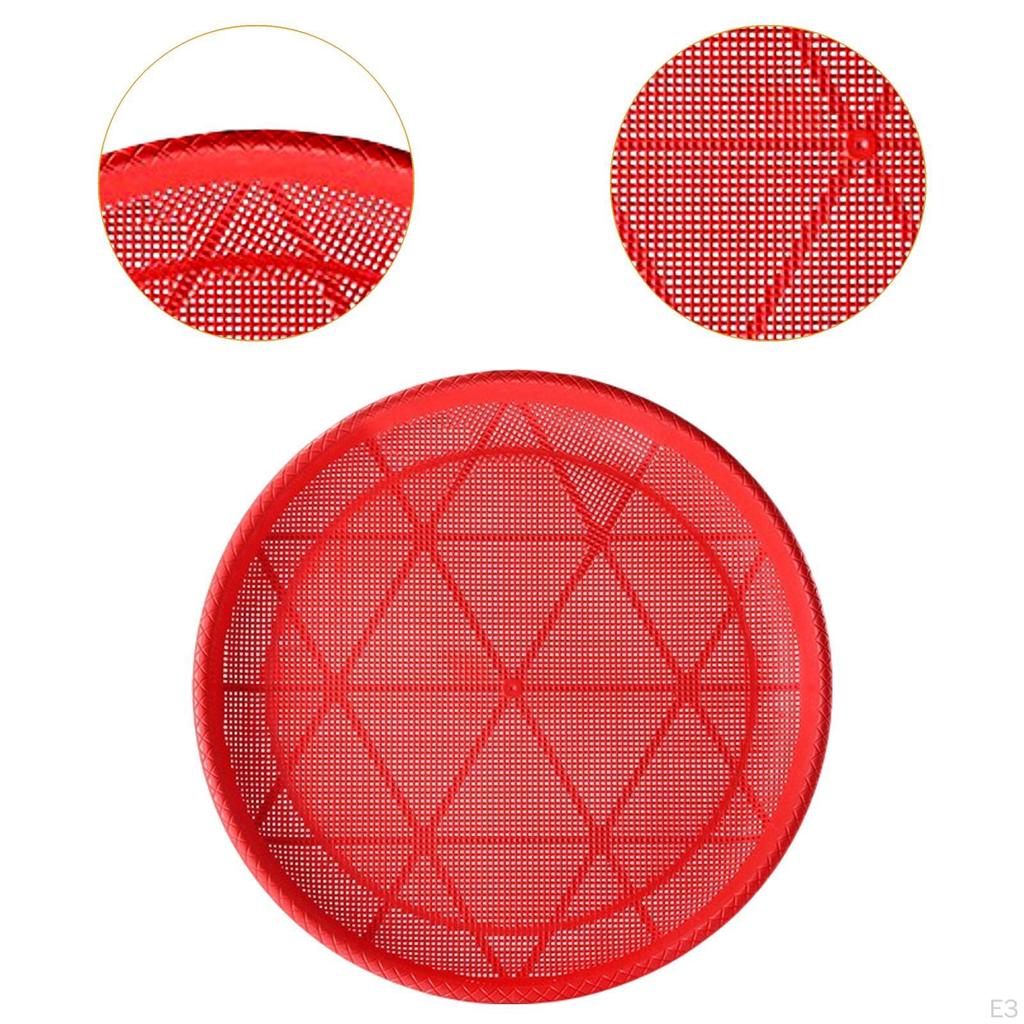 Red Round Sieve Drying Fine Mesh Practical Easy Clean Food Rack Fish Grains for