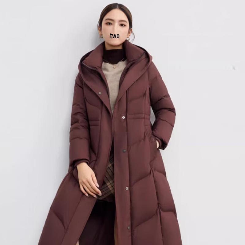 SNOWFLYING Women's Elegant Over-the-Knee Thickened Down Jacket