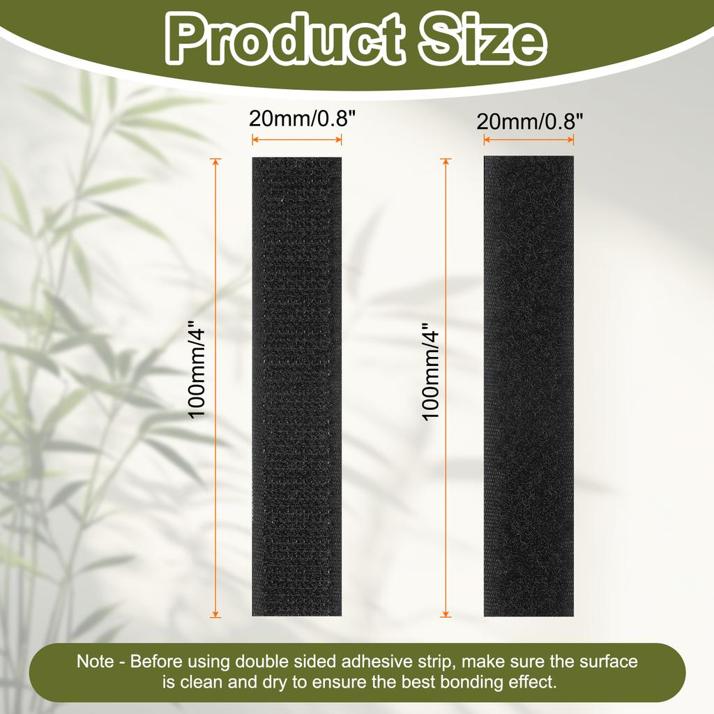 Strong Self-Adhesive Hook and Loop Fastener Tape Rectangle Nylon Sticker Adhesive Tape For Home Office Car DIY Craft Black