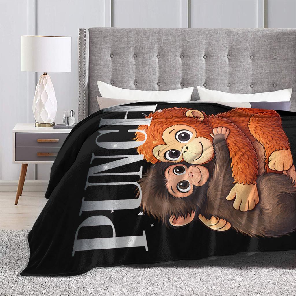 Punch Monkey Hugging Oran-Mama Blanket Fuzzy Vintage Breathable Throw Blanket for Chair Covering Sofa Autumn/Winter,