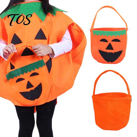 Halloween Candy Bags for Kids Felt Bag, Pumpkin Ghost Skull Cat Owl Tote Decorative Holiday Sacks Kids, Non Woven Trick or Treat Handbag, Party Favor