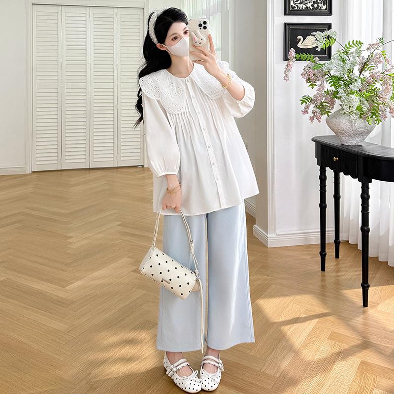 

2026 Spring/Summer Korean Style 3/4 Sleeve Top & Pants Set for Vacation, Slimming Loose Fit L