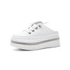thick-soled muffin, little white shoes, women's outer wear, baotou drag, new fashionable rhinestone, lazy one pedal and half drag