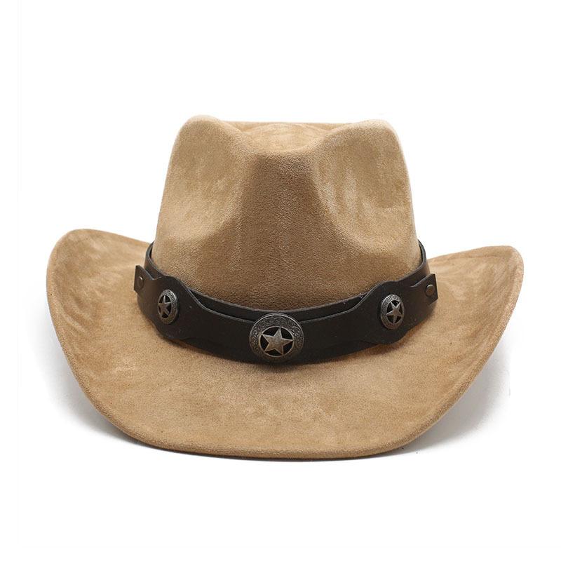 Wind Suede Retro Belt Buckle Upturned Edge Wide Brim Denim Hat Outdoor Thermal Shade Top Hat