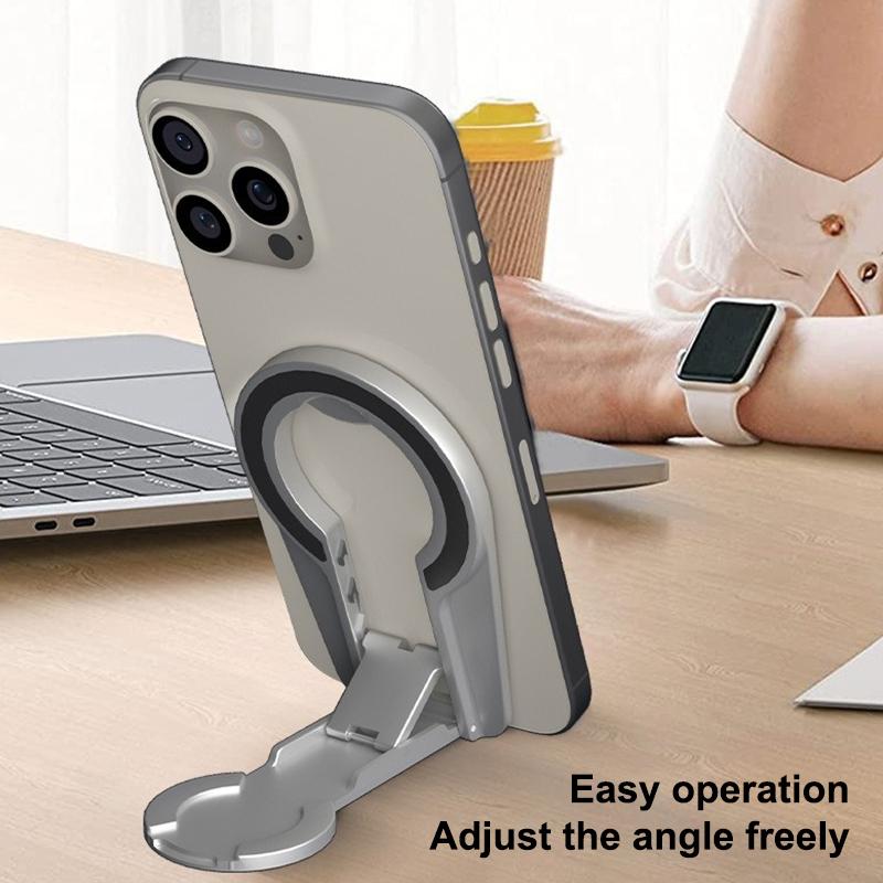 Universal Foldable Magnetic Phone Holder Rotatable Desktop Stand Double Sided Magnetic For Iphone Magsafe Samsung Car Stand