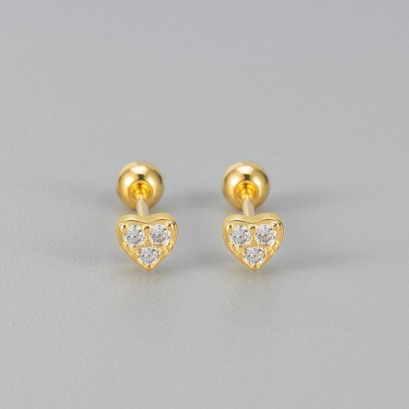 Heart Shaped Stud Earrings With Micro Zirconia Simple And Elegant Heart Earrings For Women Fashionable And Delicate Jewelry copper