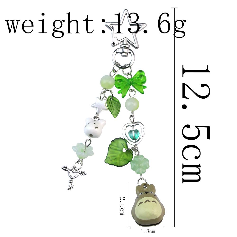 Handmade Cat Phone Chain Charm Fairy Core Four Leaf Clover Beaded Keychain Cute Ceramics Cat Keychain Bag Key Ring
