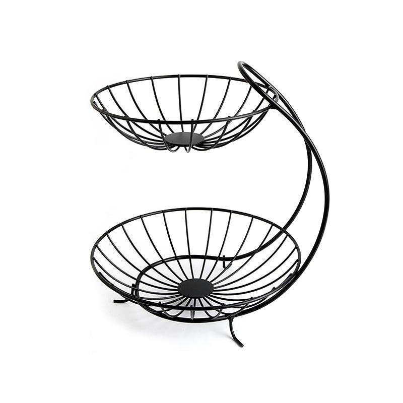Schmiedeeisen Doppel Schicht Obstkorb Metall Obstkorb Banana Aufhänger Halter Organizer Metall Obstkorb Küche Liefert ZM