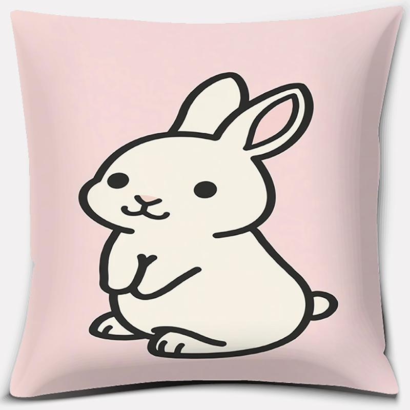 Cute Rabbit Series Pattern Pillowcase Square Pillowcase Home Office Decoration Pillowcase Living Room Bedroom Home Decoration