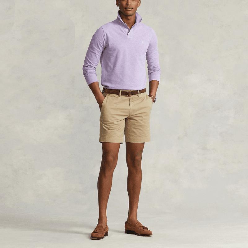 Polo Ralph Lauren SS22 Solid Cotton Slim Fit Long Sleeve Polo Shirt Men tops Purple MNPOKNI16821799-500
