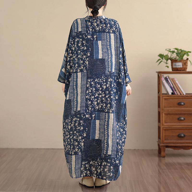 DIMANAF Spring Summer New 2026 Women Plus Size Long Dress Loose Basic Vintage Oversize Long Sleeve Maxi Floral