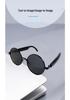 AI Smart Glasses with Bluetooth Calling & Music, Retro Oval Frame Sunglasses, Black Technology