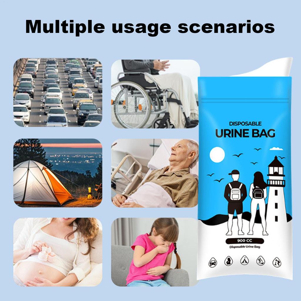 Travel Urine Bags Portable Pee Container 900cc Pee Bags For Travel For Men Women Elderly Camping Hiking Backpacking Car Road