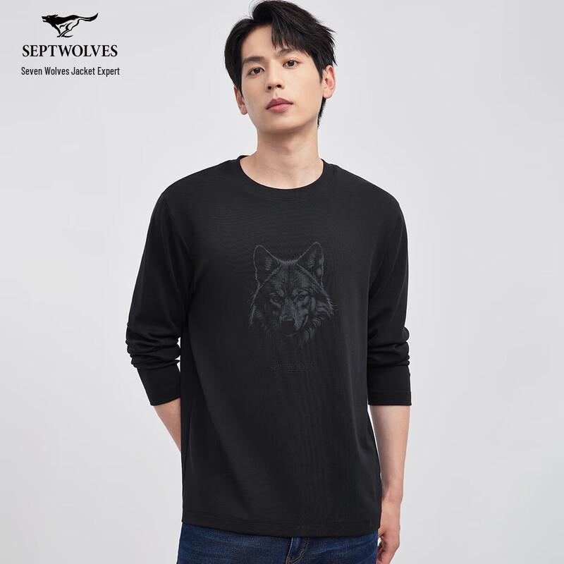 Septwolves Men's Tencel Blend Round Neck Long Sleeve T-Shirt