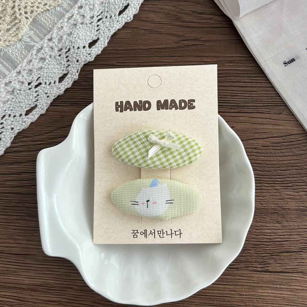 Rosa Geometrische BB-Clip & Karierte Haarnadel Set im Koreanischen Stil für Mädchen (2 Stücke)